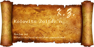 Kolovits Zoltán névjegykártya